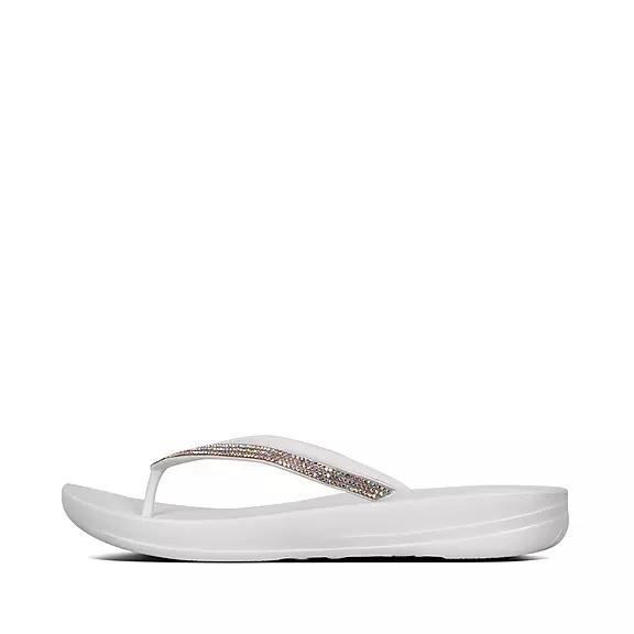 Fitflop Iqushion Sparkle Ergonomic Flip Flops White Womens - South Africa (GQMF13752)